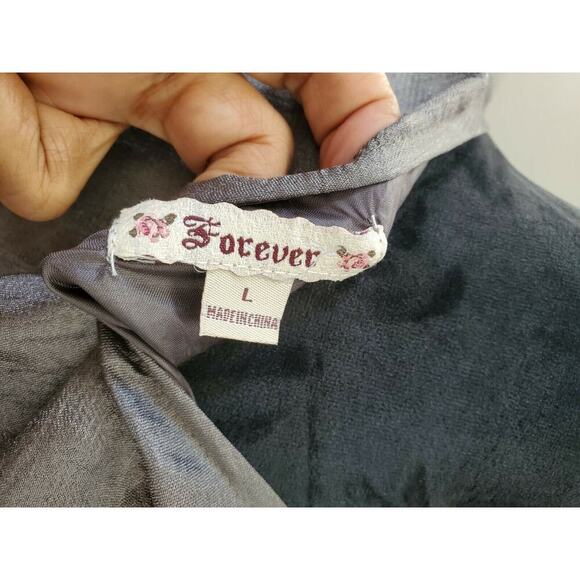 Forever Women's Solid Gray Polyester Sleeveless Scoop Neck Knee Length Dress L - Picture 10 of 11